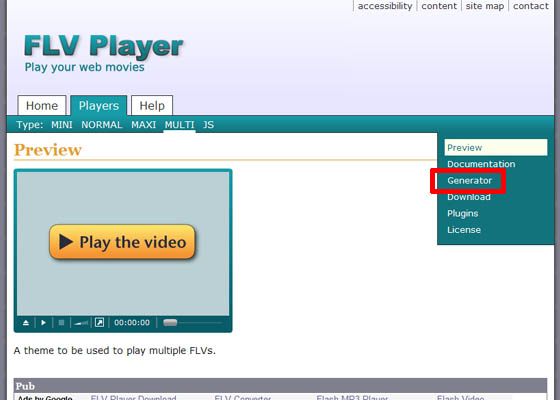 FLV Player MULTIページ